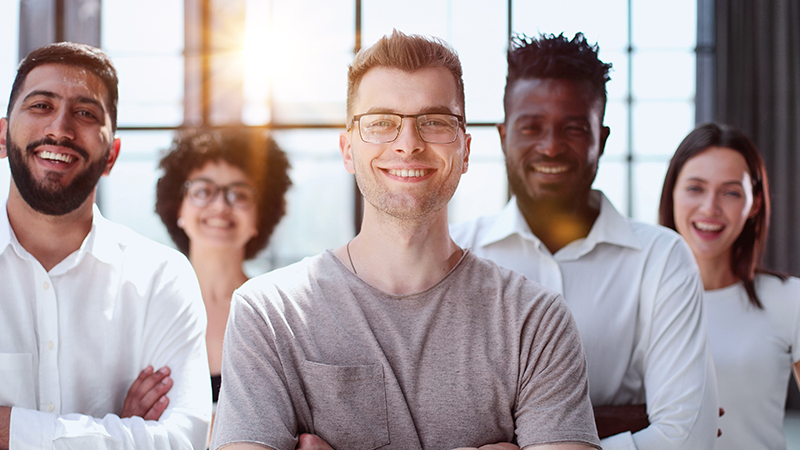 Smiling professional business leader